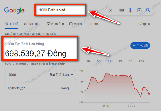 1000 Bạt Thái đổi ra bao nhiêu tiền Việt, xem tỷ giá quy đổi 1000 THB thành VNĐ