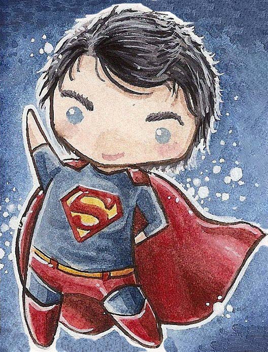 Chibi Siêu Nhân - Bức tranh siêu đẹp và dễ thương về Superman