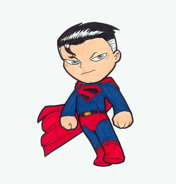 Chibi Siêu Nhân - Bức tranh siêu đẹp và dễ thương về Superman