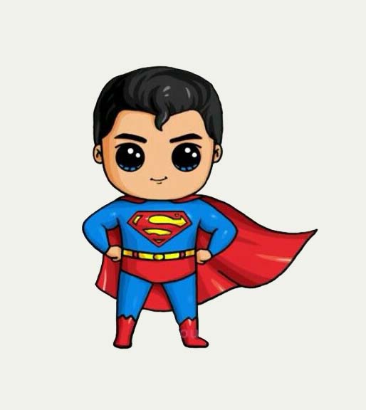 Chibi Siêu Nhân - Bức tranh siêu đẹp và dễ thương về Superman