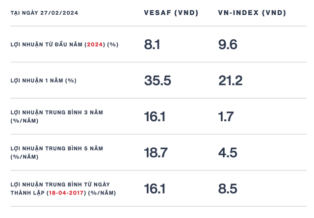 Quỹ VESAF tăng 8.1% trong 2 tháng đầu năm | Tin nhanh chứng khoán