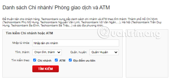 Hướng dẫn cách tìm ATM Techcombank gần bạn - Quantrimang.com