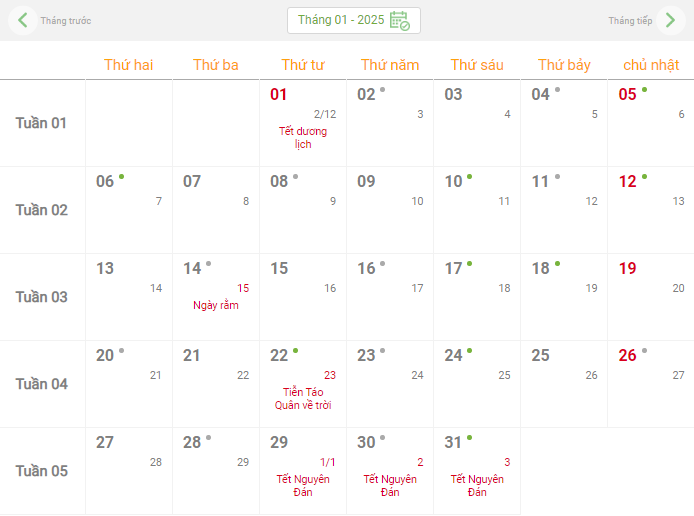 Lịch âm hôm nay - Lịch âm lịch, lịch dương lịch năm 2024