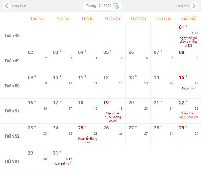 Lịch âm hôm nay - Lịch âm lịch, lịch dương lịch năm 2024