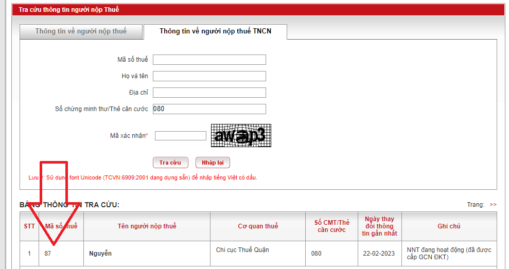 Cách tra cứu mã số thuế cá nhân bằng thẻ căn cước