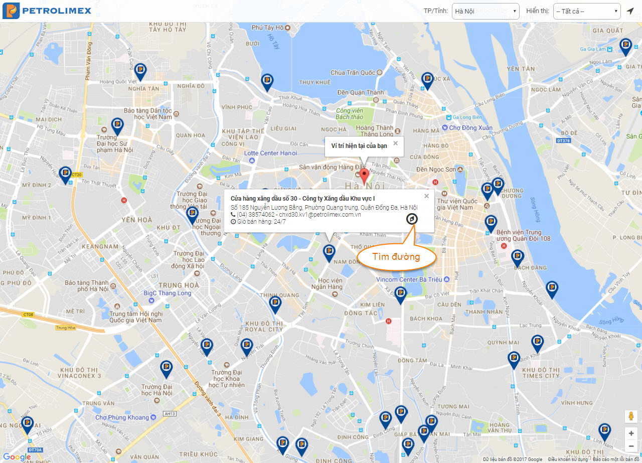 CHXD Petrolimex trên Google map :: Thông tin hoạt động SXKD :: Petrolimex (PLX) - Tập đoàn Xăng dầu Việt Nam