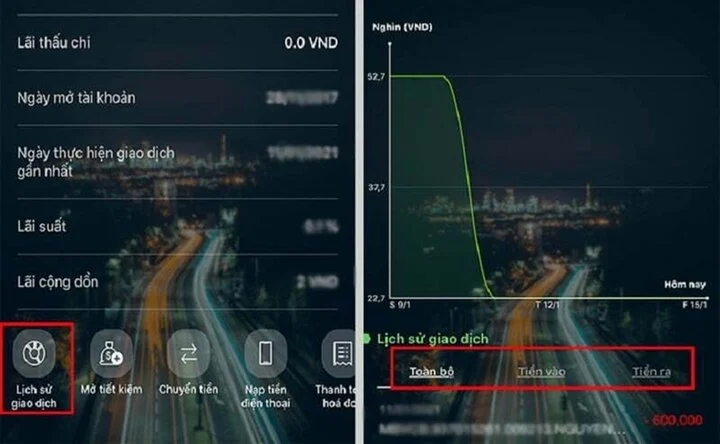 Cách xem lịch sử giao dịch Vietcombank