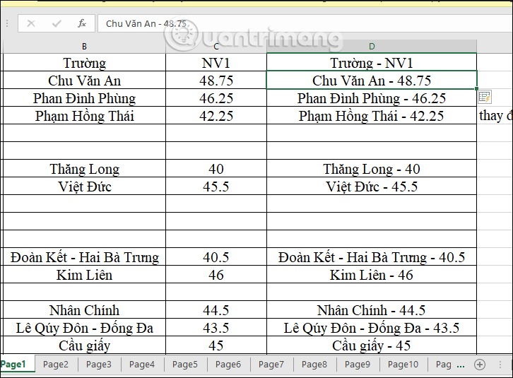 Cách gộp 2 cột Họ và Tên trong Excel không mất nội dung