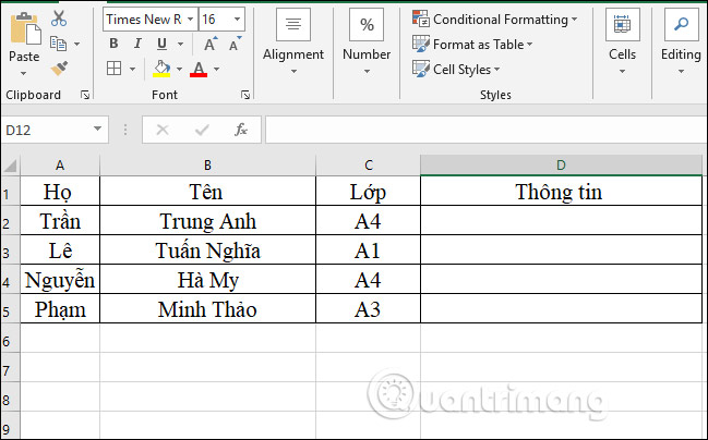 Cách gộp 2 cột Họ và Tên trong Excel không mất nội dung