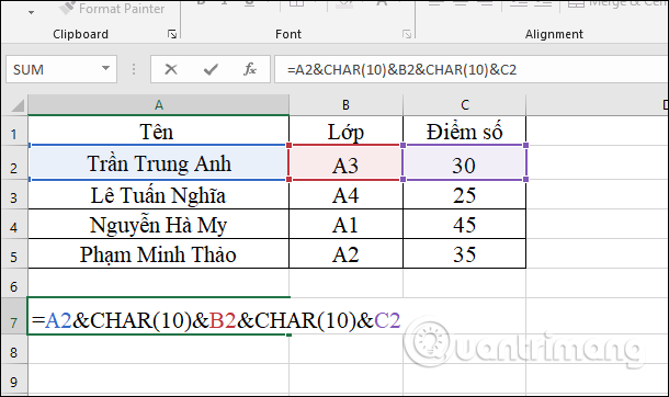 Cách gộp 2 cột Họ và Tên trong Excel không mất nội dung