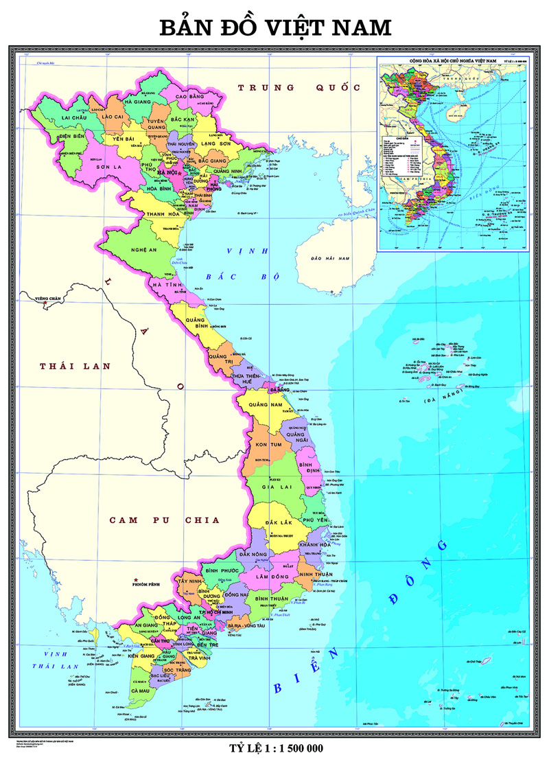 Bản đồ Việt Nam và bản đồ hành chính 63 tỉnh thành mới nhất