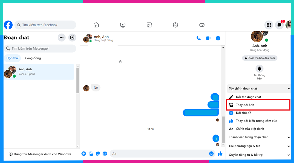 Cách thay đổi ảnh nhóm trên Messenger bằng máy tính, điện thoại