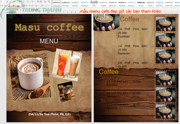 Mẫu Menu Cafe Đẹp File Word Miễn Phí, Hình Ảnh Sắc Nét