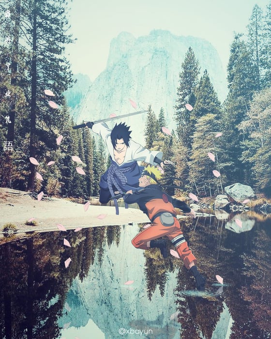 Bức tranh sống động của Naruto và Sasuke