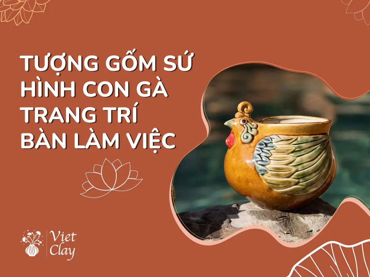 Tượng Gốm Sứ Hình Con Gà Cute Trang Trí Bàn Làm Việc (2023)