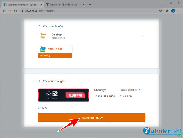Bí quyết nạp Valorant VNG, bảng giá nạp thẻ Valorant Zalopay, Zing