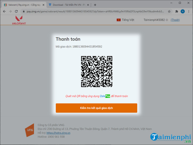 Bí quyết nạp Valorant VNG, bảng giá nạp thẻ Valorant Zalopay, Zing