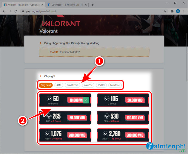 Bí quyết nạp Valorant VNG, bảng giá nạp thẻ Valorant Zalopay, Zing