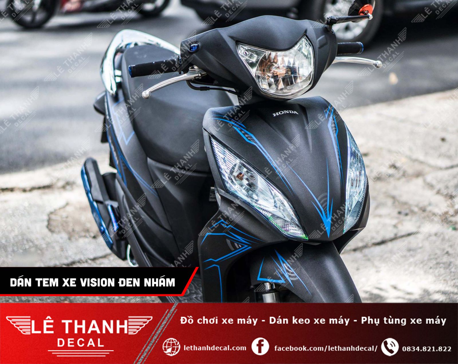 Dán tem xe Vision đen nhám cực chất