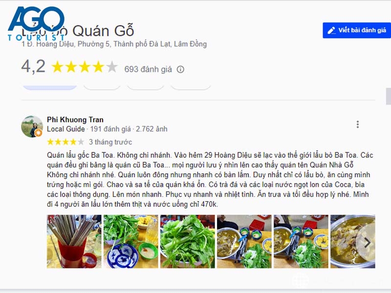 Review quán lẩu bò Ba Toa Quán Gỗ chính gốc ở Đà Lạt