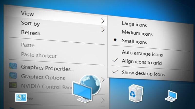 Cách phóng to, thu nhỏ biểu tượng icon desktop Windows 10, 7, macOS