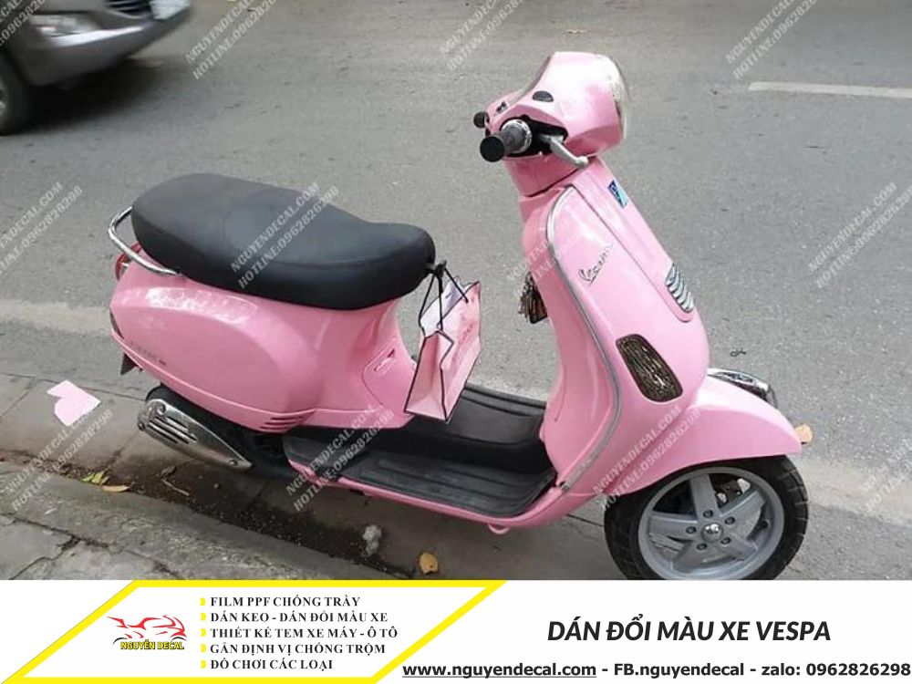 Dán decal đổi màu xe vespa