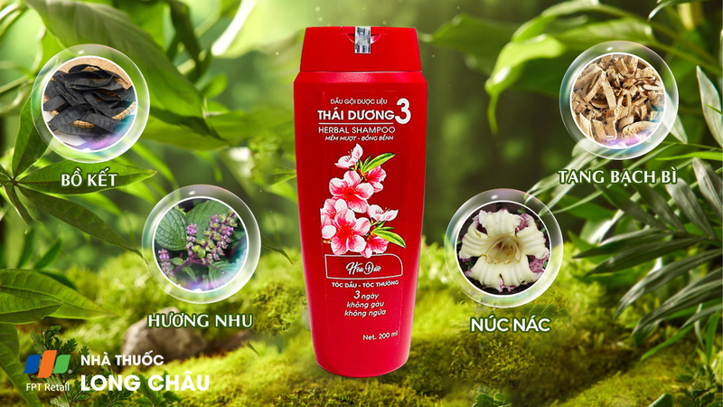 Dầu gội dược liệu Thái Dương 3 hương hoa sạch gàu mà vẫn suôn mềm (200ml)