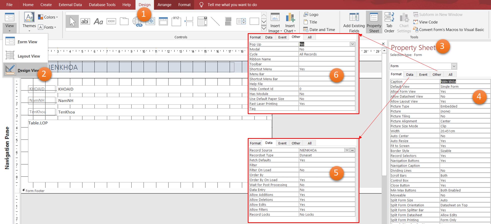 Tạo các biểu mẫu Form để nhập dữ liệu trong MS Access