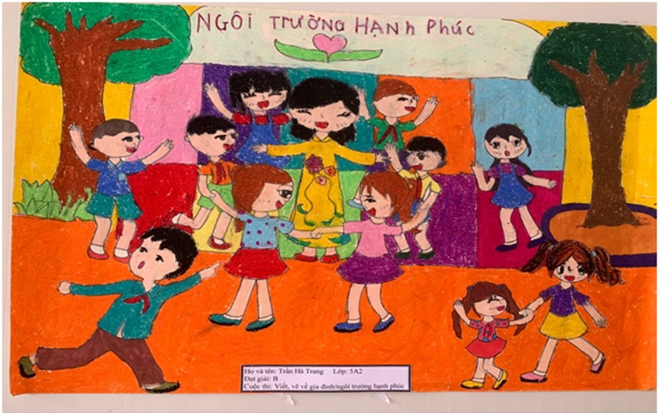 Tranh vẽ ngôi trường hạnh phúc đẹp nhất